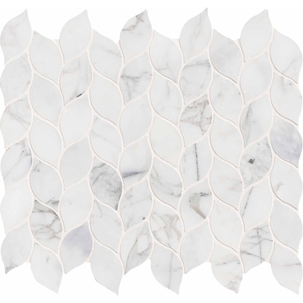 Calacatta Blanco 12 In. X 13 In. X 10 Mm Polished Marble Mesh-Mounted Mosaic Tile, 10PK